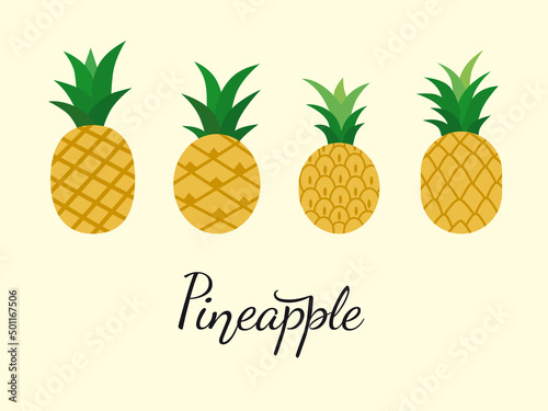 set with a variety of stylized pineapples.