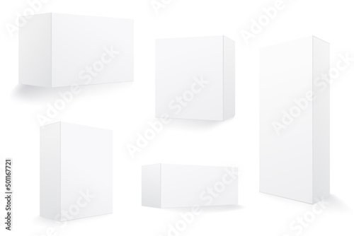 Blank Box set Isolated on white background. 3d illustration. © sorawat