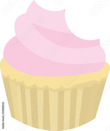 Vector illustration of a bitten pink cupcake