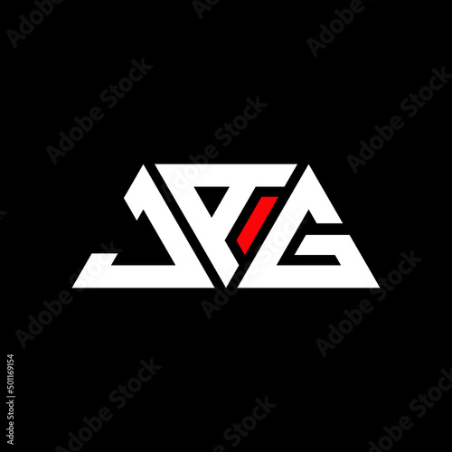 JAG triangle letter logo design with triangle shape. JAG triangle logo design monogJAm. JAG triangle vector logo template with red color. JAG triangular logo Simple, Elegant, and Luxurious Logo...