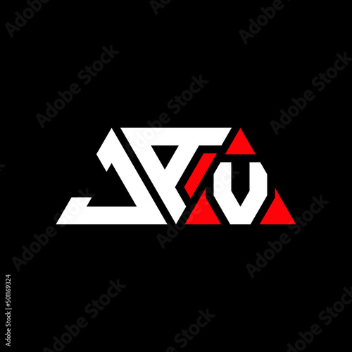 JAV triangle letter logo design with triangle shape. JAV triangle logo design monogJAm. JAV triangle vector logo template with red color. JAV triangular logo Simple, Elegant, and Luxurious Logo... photo