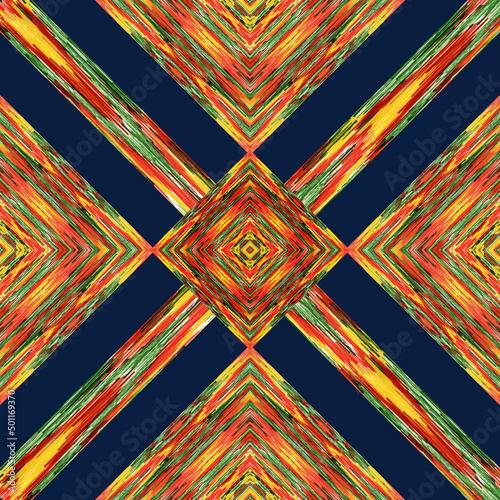 Seamless pattern, chevron, Asia trend, ornament. Watercolor drawing, graphics.