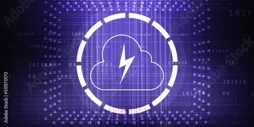 2d illustration power symbol with cloud