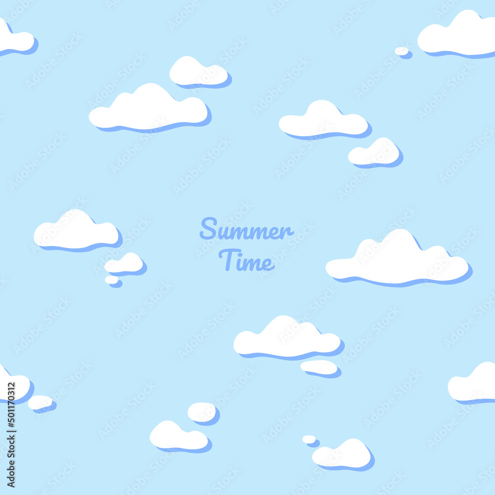 Simple seamless trendy pattern with clouds. Contour vector illustration for prints, clothing, packaging, postcard. Cute vector background.