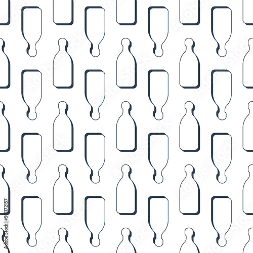 Tequila bottles seamless pattern. Line art style. Outline image. Black and white repeat template. Party drinks concept. Illustration on white background. Flat design style for any purposes
