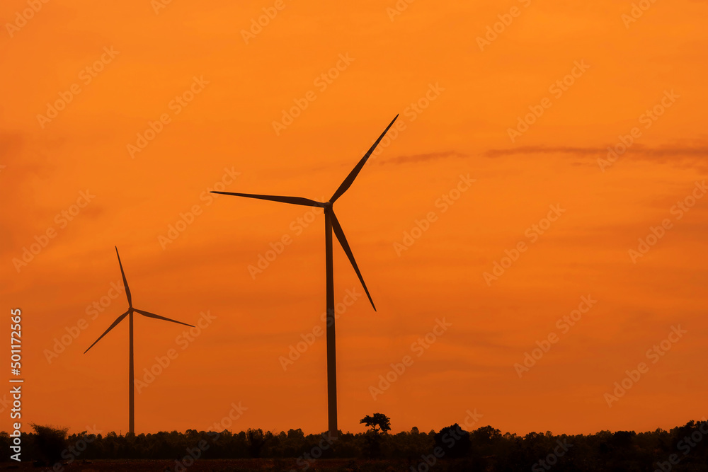 wind turbines as energy  for electricity and power supply. 