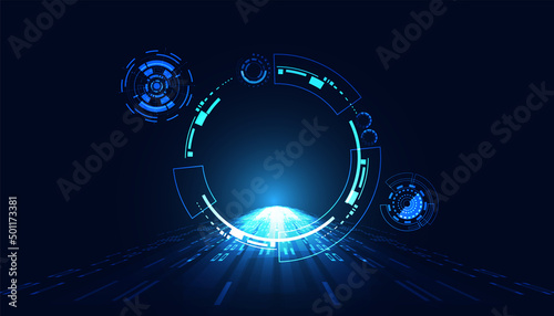 abstract technology ui futuristic concept space circle hologram and speed innovation on hi tech future design background