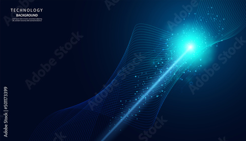 Abstract technology hi tech background concept speed movement motion blur moving fast in the light for template design dark blue .Vector illustration