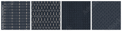 Masculine dark seamless pattern set. Geometric creative vector background collection in grey and beige neutral colours.