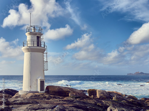 Lighthouse in the in Muxia Coast, Galicia, Northern Spain. This is one of the last stages in the jacobean way along with the visit to the cape of the Finisterre.