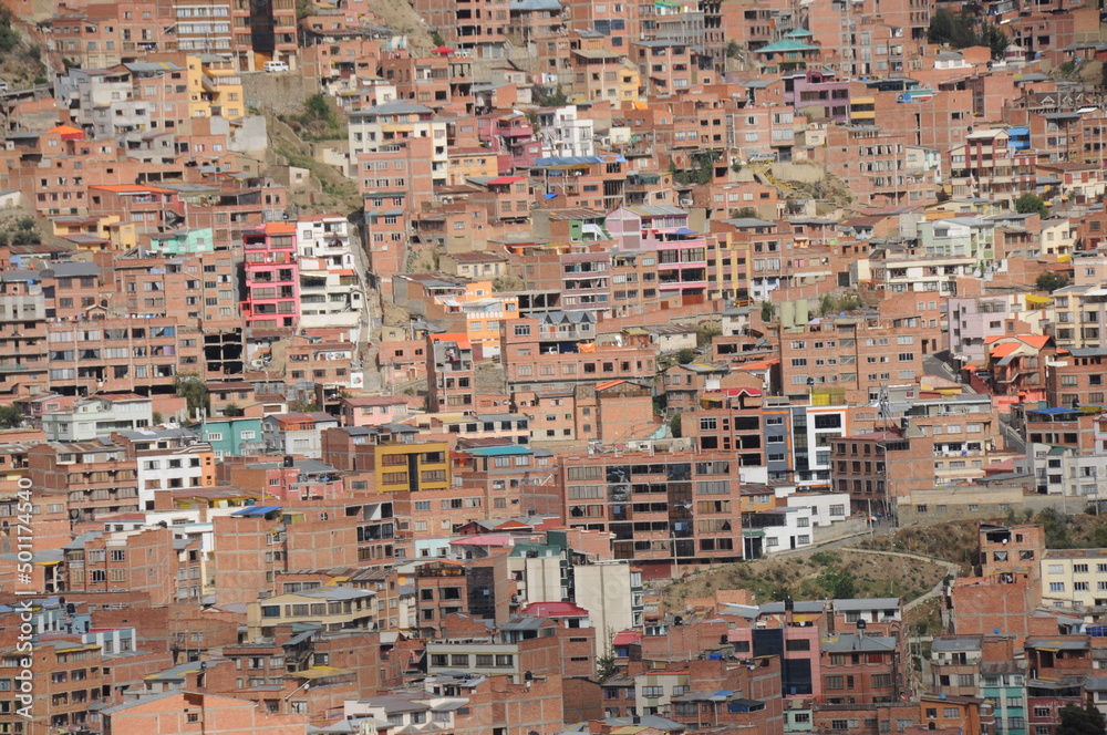 Capital of Bolivia La Paz city with endless houses