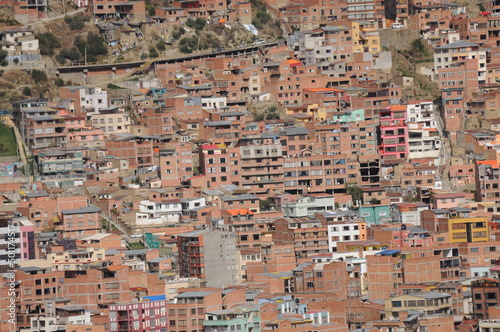 Top view of La Paz city capital of Bolivia with endless houses