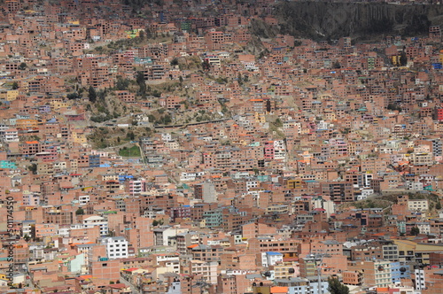Top view of La Paz city Bolivia with endless houses