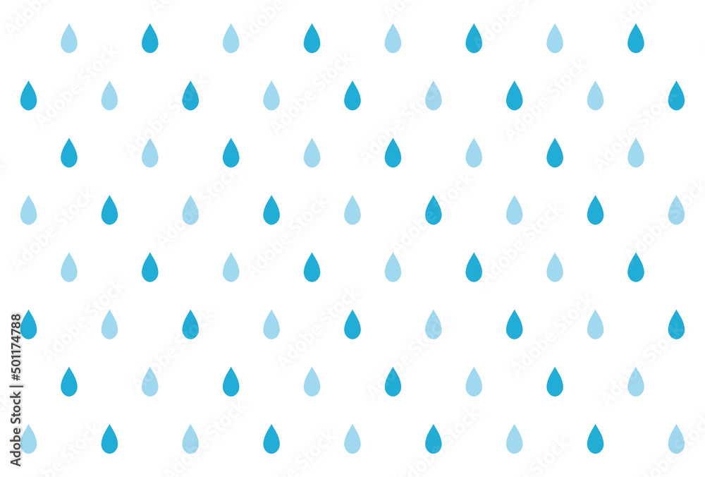 シンプルな2色の雨のシームレスパターン　雫　青　水色　背景　素材 - obrazy, fototapety, plakaty 