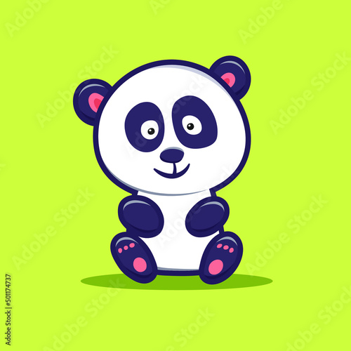 Panda bear sitting cute cartoon illustration