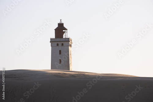 Tableau sur toile Rubjerg Knude Fyr Lighthouse in the sand dunes in northern denmark north jutland
