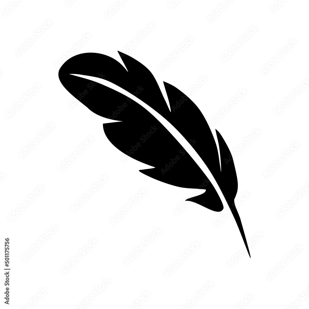 Feather of bird black hand drawn icon