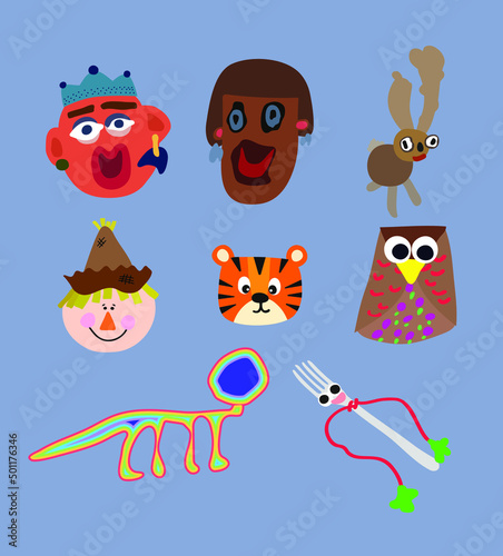 Kids' hand drawings set