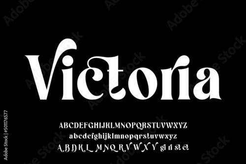 Elegant luxury alphabet display font vector with ligature and alternate photo