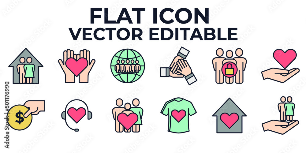 Fototapeta premium charity set icon symbol template for graphic and web design collection logo vector illustration