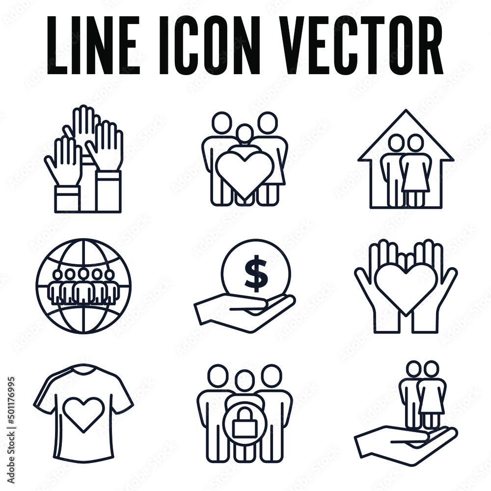 charity set icon symbol template for graphic and web design collection logo vector illustration charity set icon symbol template for graphic and web design collection logo vector illustration