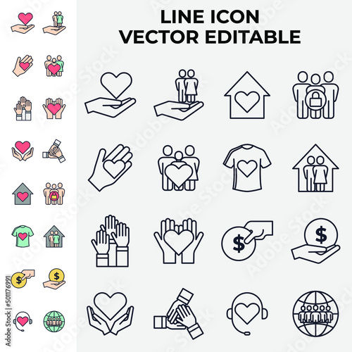 charity set icon symbol template for graphic and web design collection logo vector illustration