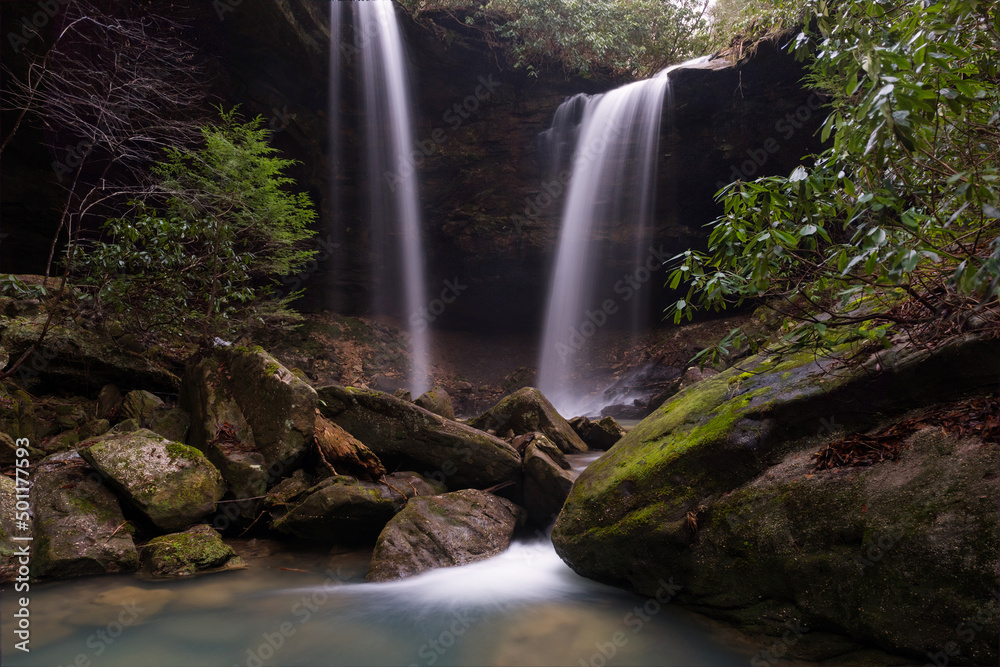Pine Island double falls, deep in the hills of Eastern Kentucky Pine Island double falls, deep in the hills of Eastern Kentucky