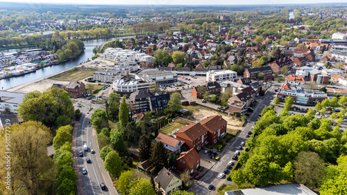 Stadt Lingen Ems Luftaufnahmen - Wasserturm und Verkehr