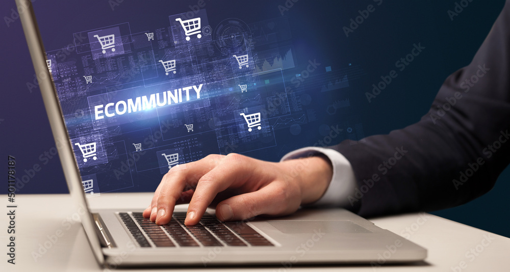 Businessman working on laptop concept Businessman working on laptop concept