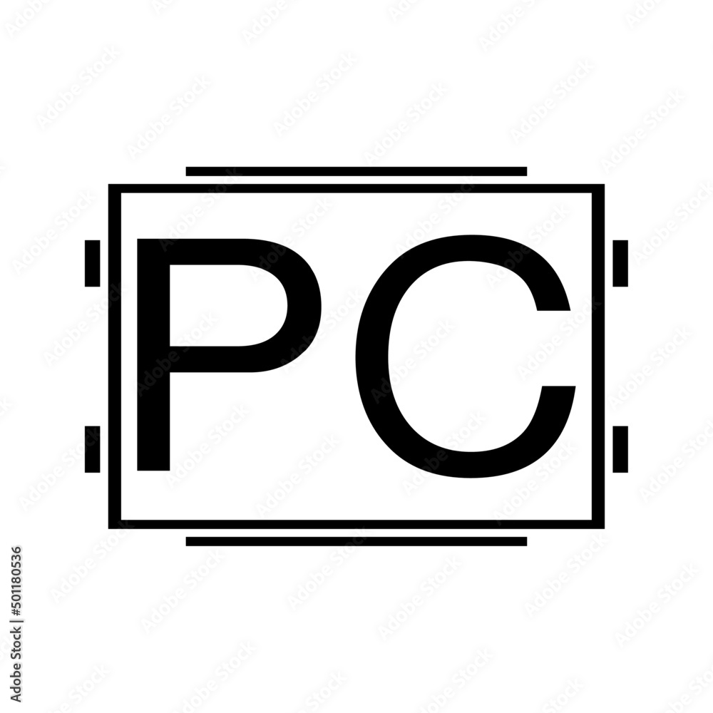 PC Word black logo icon on white background. PC Word black logo icon on white background.