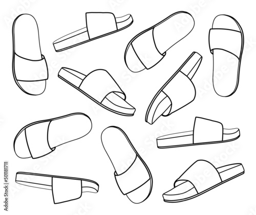 Set of shoes Hand draw doodle outline sketch