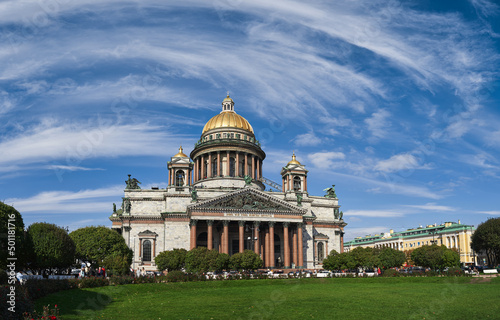 St. Isaac's Cathedral The beautiful cathedral of Russia is a public place. beautiful clouds in the sky