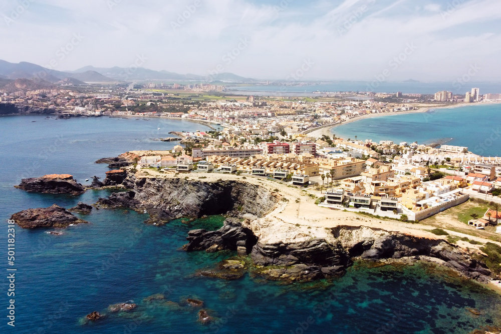 Bird's eye view of the Spanish tourist region stretched between two seas.