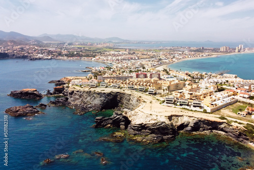 Bird's eye view of the Spanish tourist region stretched between two seas.