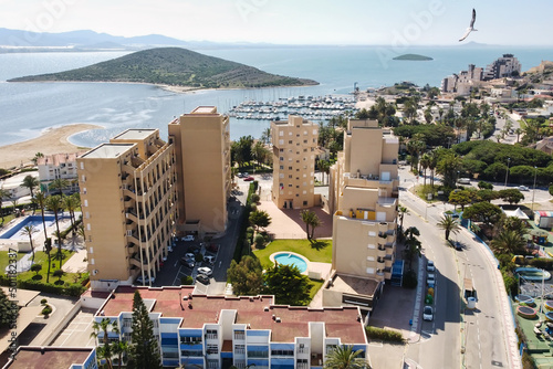 Bird's eye view of the Spanish tourist region stretched between two seas.