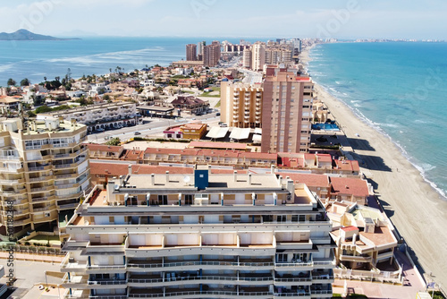 Bird's eye view of the Spanish tourist region stretched between two seas.