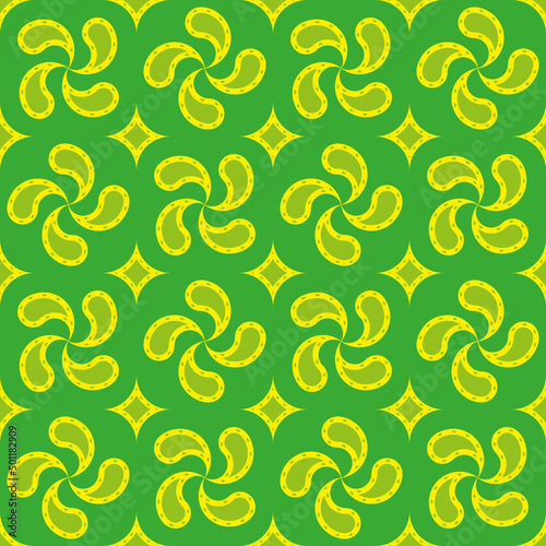 Seamless vector pattern with Basque cross Lauburu. Fabric textile print. photo