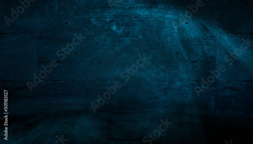 Dark old empty wall, blue n...