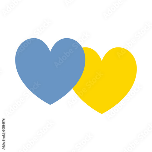 Blue and yellow hearts. Stand with and support Ukraine. Pray Ukraine. Russian-Ukrainian conflict. Stop world war. Banner cartoon design. 