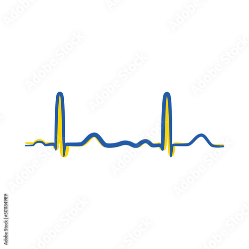 Ukraine blue and yellow cardiogram. Stand with and support Ukraine. Pray Ukraine. Russian-Ukrainian conflict. Stop world war. Banner design. 