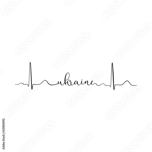 Ukraine and cardiogram. Stand with and support Ukraine. Pray Ukraine. Russian-Ukrainian conflict. Stop world war. Banner design. 