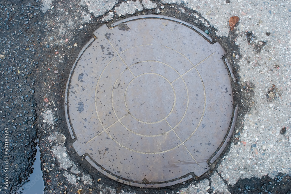 Old manhole in Kaliningrad. Russia