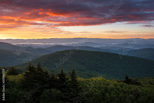 A beautiful summer sunrise from along the Appalachian Trail atop Virginia's Whitetop Mountain © aheflin