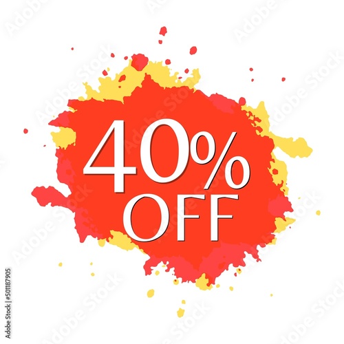 40% off Abstract yellow and red ink with almost free discount number and percentage 