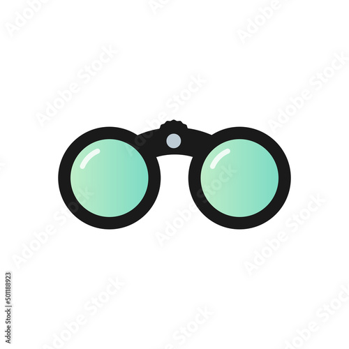 Binoculars icon. Front view. Concept of exploration, observation, research. Vector illustration, flat design