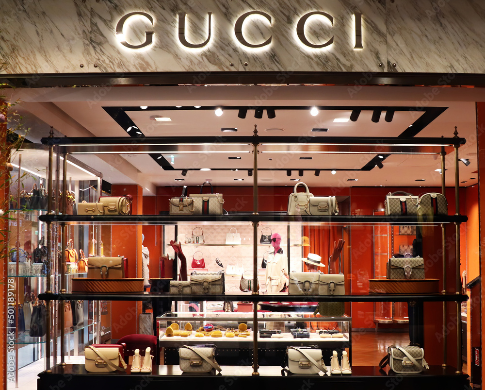 Bologna - Italy - April 16, 2022: Gucci store exterior in Galleria Cavour,  famous luxury shopping center in Bologna. Italy Stock Photo | Adobe Stock
