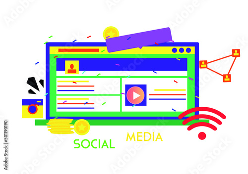 social media, illustration for print sites and mobile devices