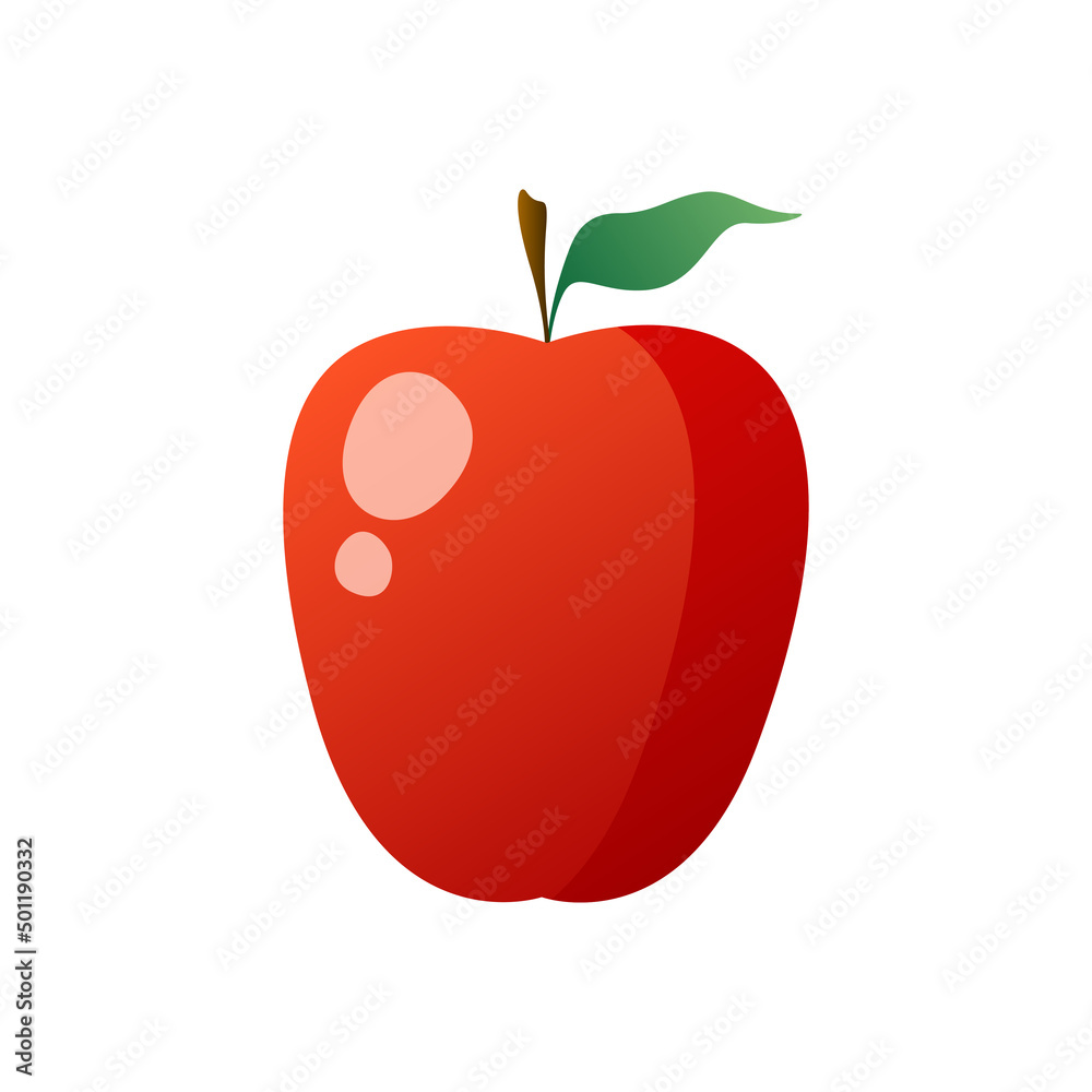 Red apple cartoon style vector illustration. Summer fruits for healthy lifestyle. Sweet fruit harvest. Red apple cartoon style vector illustration. Summer fruits for healthy lifestyle. Sweet fruit harvest.