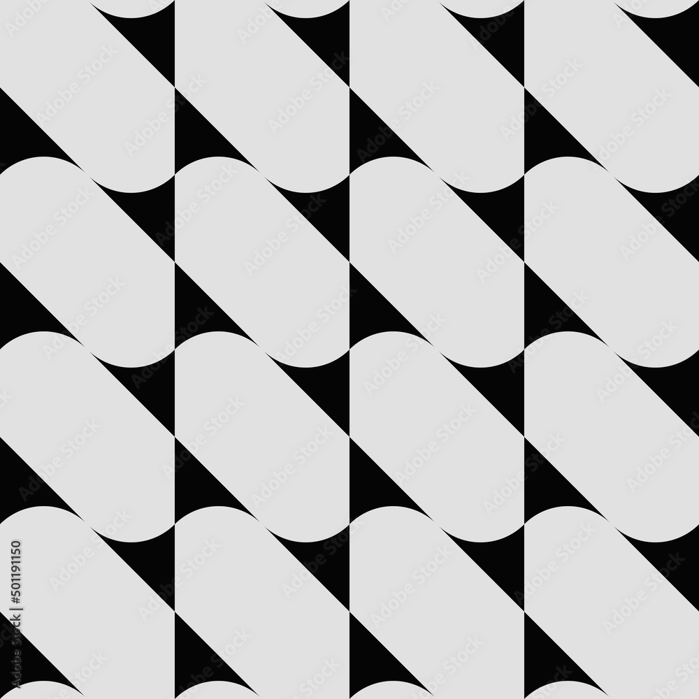 Monochrome Color Abstract Vector Pattern Design Made With Random Geometric Shapes