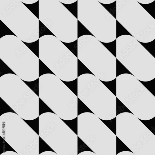Monochrome Color Abstract Vector Pattern Design Made With Random Geometric Shapes